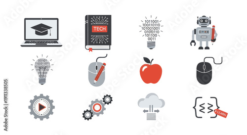 Collection of Technology and Education Icons.
