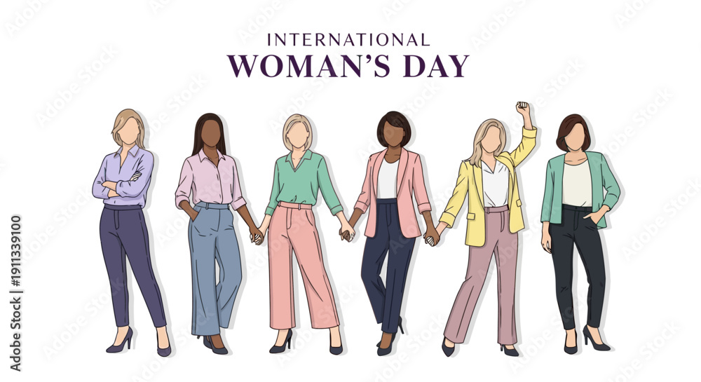 Fototapeta premium Diverse women celebrating International Women's Day together