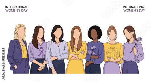 Diverse women celebrating International Women's Day together