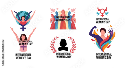 Vibrant International Women's Day illustrations for empowerment campaigns