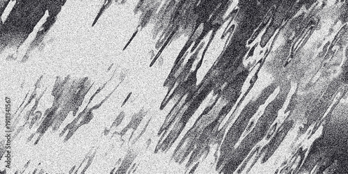 Dynamic abstract grayscale background with diagonal brushstroke-like textures and granular noise creating a sense of movement and artistic expression for graphic design
