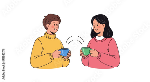 Social Coffee Break Chat and Connection Vector