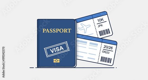 International Travel Passport and Tickets Vector
