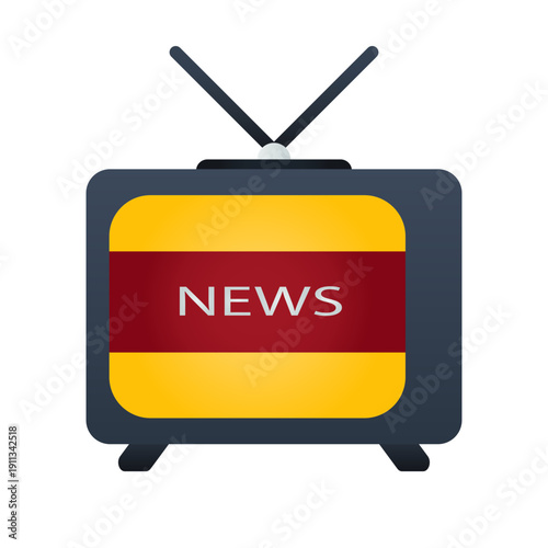 Broadcast tv news screen flat icon