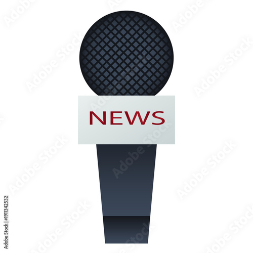 Broadcast news microphone flat icon