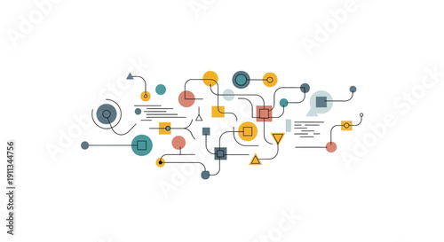 Colorful Infographic Elements Connection Lines Shapes.