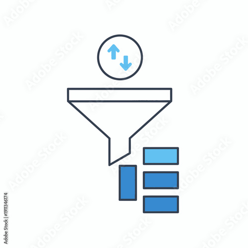 Filter Funnel Icon for Sorting Courses and Refining Search Results Flat Vector Illustration