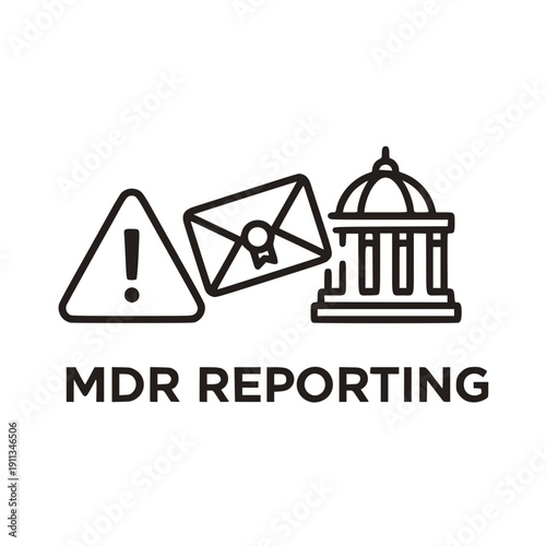 Medical Device Reporting MDR Icon FDA Adverse Event Submission Black Vector