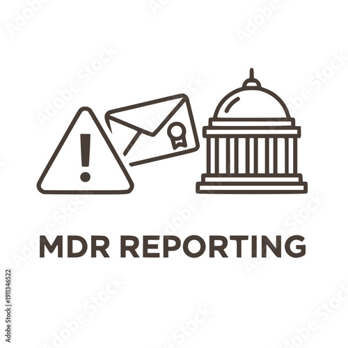 Medical Device Reporting MDR Icon FDA Adverse Event Submission Black Vector