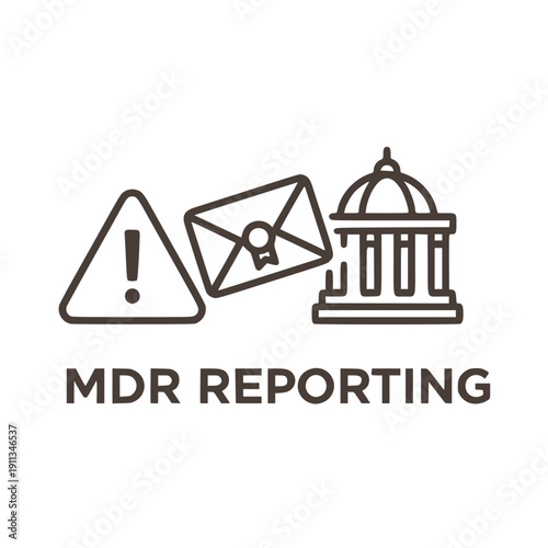Medical Device Reporting MDR Icon FDA Adverse Event Submission Black Vector