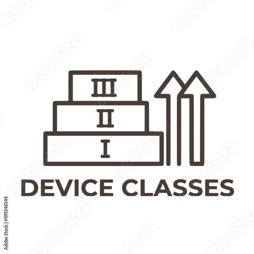 FDA Medical Device Classification Icon I II III Regulatory Risk Black Vector