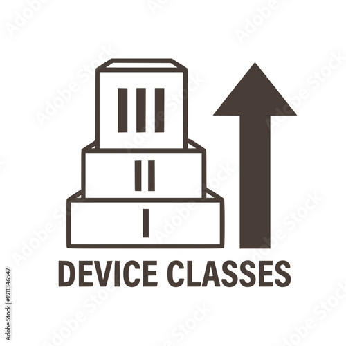 FDA Medical Device Classification Icon I II III Regulatory Risk Black Vector