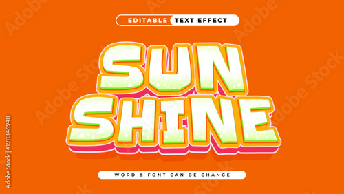Sunshine Word Art With 3D Effect On Orange Background