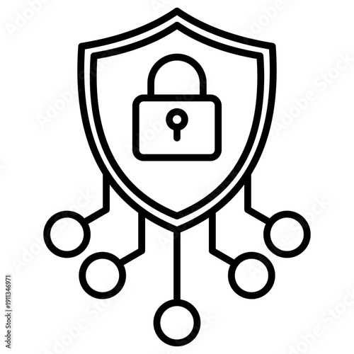 Digital Protection Outline Icon Illustration Vector