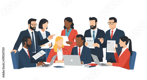 Business Professionals Meeting Around Table.