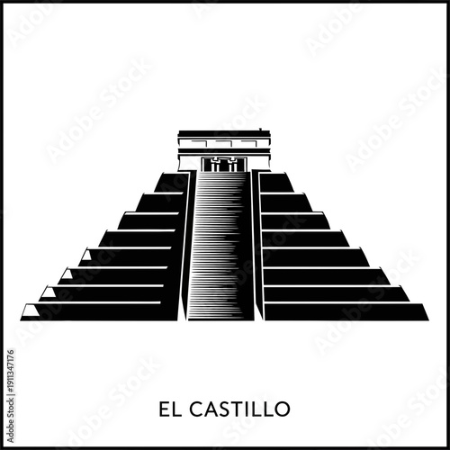 El Castillo Pyramid Silhouette