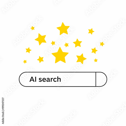 Search bar with stars for AI search, generative results and smart query processing.