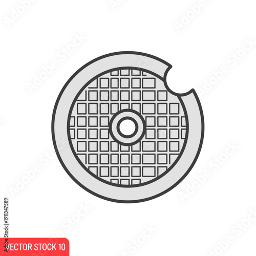 Silicon wafer disc icon for semiconductor manufacturing and computer chip material.