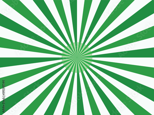 Green and white sunburst pattern with textured stripes on modern background