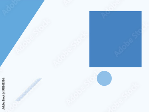 Minimalist geometric design with overlapping blue shapes and soft shadows on clean white background for modern branding