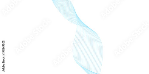Abstract blue wave background illustration featuring a black fashion silhouette of a beautiful woman model in a vector art dress design shape