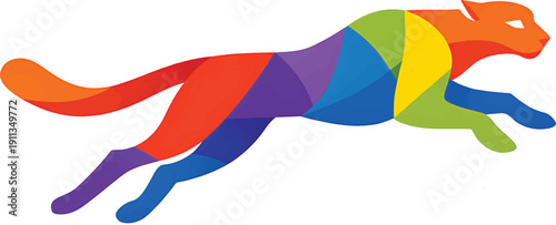 Colorful Geometric Cheetah Logo Concept Vector Illustration