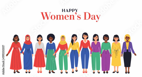 Joyful global sisterhood embracing unity and celebrating diversity on Women's Day with strength and solidarity