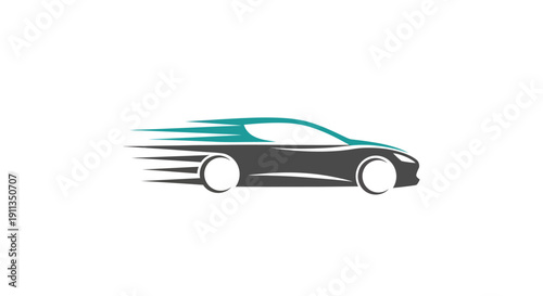 Sleek Sports Car in Motion with Speed Lines.