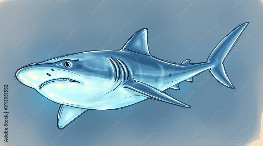 Obraz premium bioluminescent deep sea shark glowing blue photophores abyssal darkness ocean scientific illustration ultra detailed cinematic underwater lighting hyper realistic texture dark background predator 