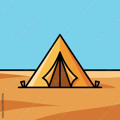 Desert tent illustration, camping adventure, outdoor shelter