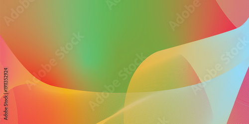 Green magenta yellow and red abstract shape grainy gradient background with black noisy texture for wide banner poster and header design