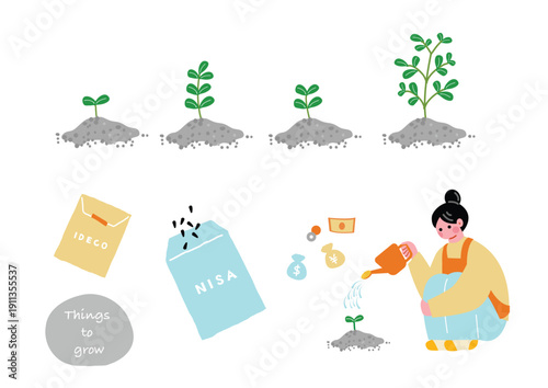 お金の芽を育てる女性セット