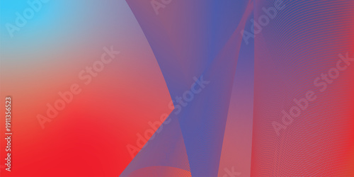 Azure navy blue and red abstract shape grainy gradient background with black backdrop and noisy texture for wide banner poster and header design