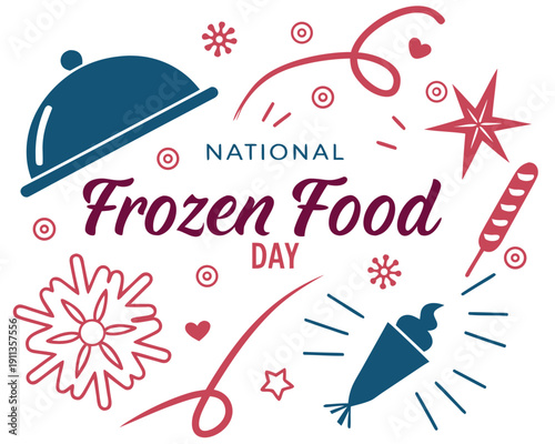 Frozen Meal and Food Storage Vector Illustration, National Food Day Concept