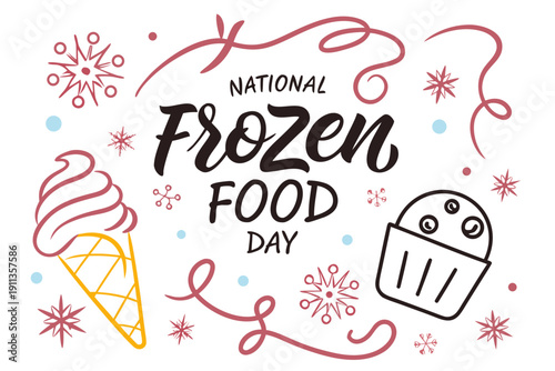 National Frozen Food Day Celebration Vector, Freezer Food and Preservation Design