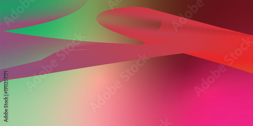 Magenta green and red abstract shape grainy gradient background with black backdrop and noisy texture for wide banner poster and header design