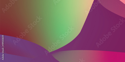 Magenta green and red abstract shape grainy gradient background with black backdrop and noisy texture for wide banner poster and header design