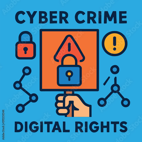 Stop Cyber Crime Online Safety Protest Symbol Illustration