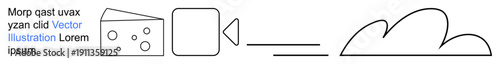 Content creation, storage solutions, digital media, streaming services, data cloud, visual metaphors. Cheese, camera and cloud symbols connected by lines. Content creation and storage solutions