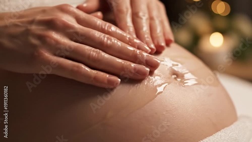 Wallpaper Mural Soothing prenatal massage therapy for expectant mother relaxation and comfort during pregnancy with gentle strokes and moisturizing oil application for a calming experience. Torontodigital.ca