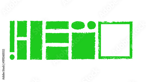 A collection of green user interface elements, frames, and layout blocks suitable for website and app design.