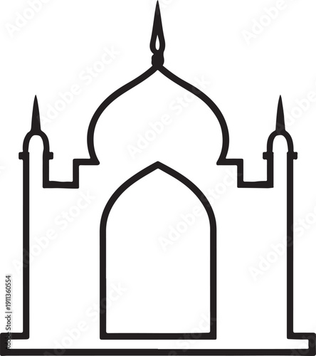 Islamic mosque outline vector icon in minimal line art style