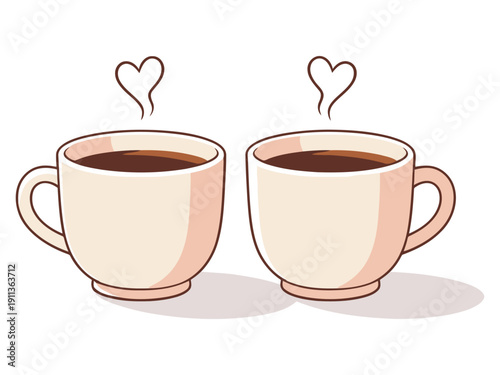 Cup of coffee and tea with heart illustration
