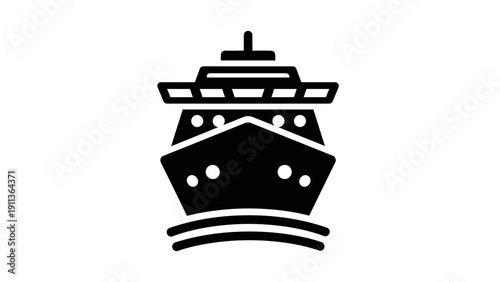 Cruise Ship Front View Illustration.