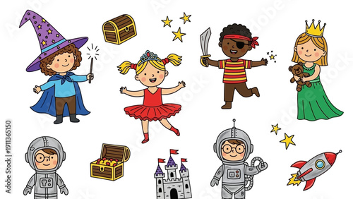 Children Dressed in Various Costumes.