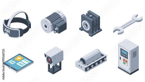 Isometric augmented reality and industrial equipment set