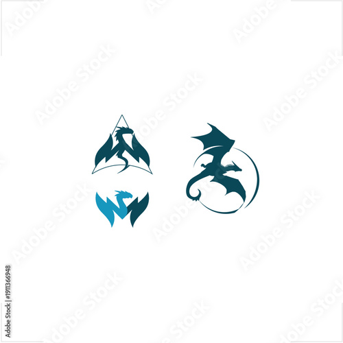 Minimalist dragon mascot of authority and power logo graphic