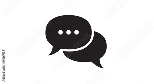 Speech Bubbles Icon in Simple Flat Design with Black Color on White Background for Social Media