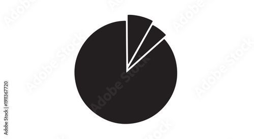 Pie Chart with Dominant Section in Dark Gray on White Background for Business Data Visualization