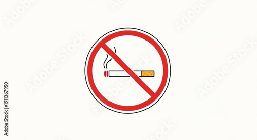 No smoking sign with red circle and cigarette prohibition symbol